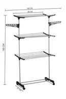 Folding 3 Tier Clothes Laundry Drying Rack with Stainless Steel Tubes for Indoor & Outdoor Home - RnR Galore