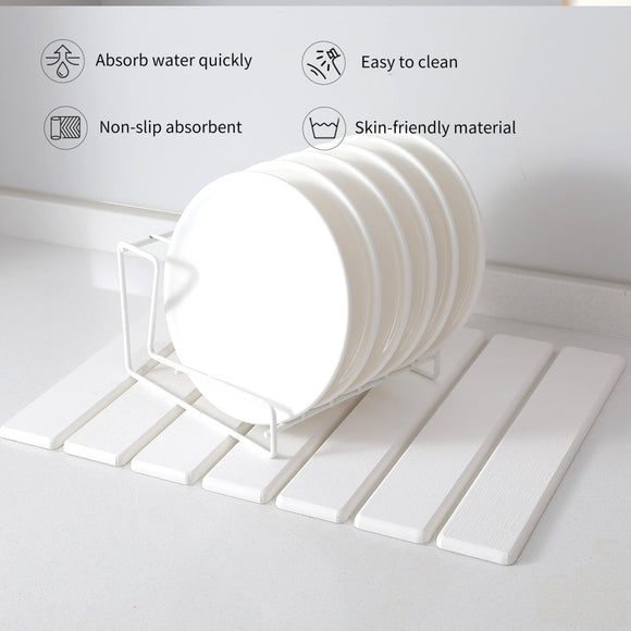 Folding Diatomaceous Earth Countertop Drain Mat - Quick Dry, Non - Slip & Easy Clean Absorbent Pad(light grey) - RnR Galore