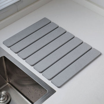 Folding Diatomaceous Earth Countertop Drain Mat - Quick Dry, Non - Slip & Easy Clean Absorbent Pad(light grey) - RnR Galore