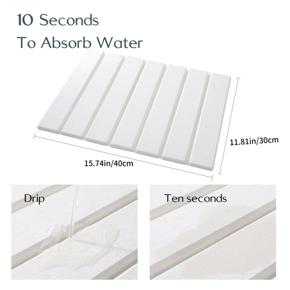 Folding Diatomaceous Earth Countertop Drain Mat - Quick Dry, Non - Slip & Easy Clean Absorbent Pad(white) - RnR Galore