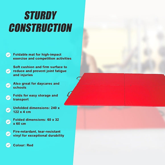 Folding Red Exercise Mat – Gymnastics, Martial Arts, Yoga, Karate & Judo Training - RnR Galore