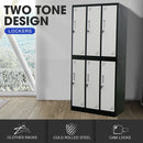 Fortia 6 Door Metal Storage Cabinet Lockers for Gym Office - Black and Grey - RnR Galore