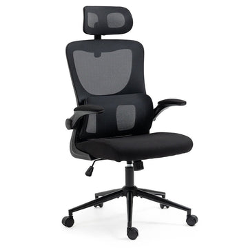 FORTIA Ergonomic Office Desk Chair, Lumbar Support, Mesh Fabric, Adjustable Headrest, Retractable Armrests, Black - RnR Galore