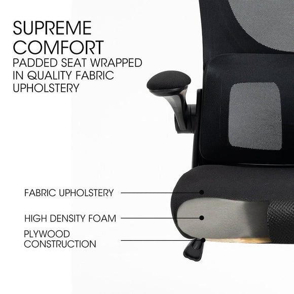 FORTIA Ergonomic Office Desk Chair, Lumbar Support, Mesh Fabric, Adjustable Headrest, Retractable Armrests, Black - RnR Galore