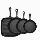 Four - piece set Heavy Duty Cast Iron Skillet & Grill Pan Thickened Vintage Style Cookware for Steak Breakfast & Camping - RnR Galore