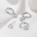 Four - piece set Silver Delicate CZ Earring Stacking Set - Huggie Hoops & Studs for Multiple Piercings - RnR Galore