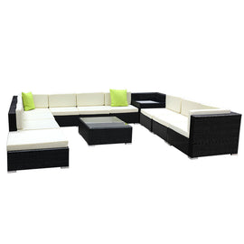 Gardeon 12PC Sofa Set with Storage Cover Outdoor Furniture Wicker - RnR Galore