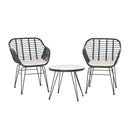 Gardeon 3PC Outdoor Furniture Bistro Set Lounge Setting Table Chairs Cushion Patio Grey - RnR Galore