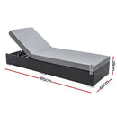 Gardeon 3PC Sun Lounge Wicker Lounger Outdoor Furniture Day Bed Rattan Garden - RnR Galore