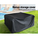 Gardeon 4 PCS Outdoor Sofa Set with Storage Cover Rattan Chair Furniture Grey - RnR Galore
