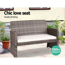 Gardeon 4 PCS Outdoor Sofa Set with Storage Cover Rattan Chair Furniture Grey - RnR Galore