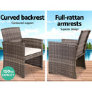 Gardeon 4 PCS Outdoor Sofa Set with Storage Cover Rattan Chair Furniture Grey - RnR Galore