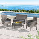 Gardeon 4 Seater Outdoor Sofa Set Wicker Setting Table Chair Furniture Grey - RnR Galore