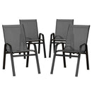 Gardeon 4PC Outdoor Dining Chairs Stackable Lounge Chair Patio Furniture Grey - RnR Galore