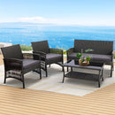 Gardeon 4PCS Outdoor Sofa Set Wicker Harp Chair Table Garden Furniture Grey - RnR Galore