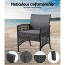 Gardeon 4PCS Outdoor Sofa Set Wicker Harp Chair Table Garden Furniture Grey - RnR Galore