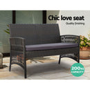 Gardeon 4PCS Outdoor Sofa Set with Storage Cover Wicker Harp Chair Table Grey - RnR Galore