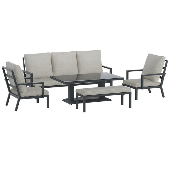 Gardeon 5 - Piece Outdoor Furniture Setting Table Chair Set Aluminium Sofa 7 - Seater - RnR Galore