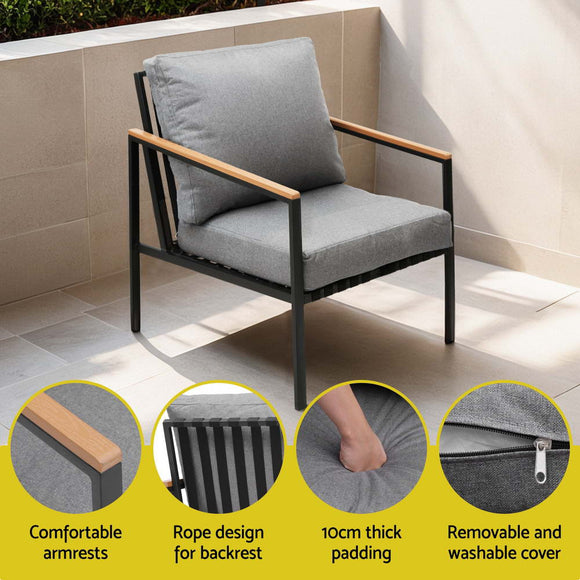 Gardeon 5 Seater Outdoor Sofa Set 4PCS Table Chair Garden Bench Patio Furniture - RnR Galore