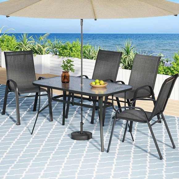 Gardeon 5PC Outdoor Dining Set Table and Chairs Patio Furniture Bistro Set Garden Black - RnR Galore