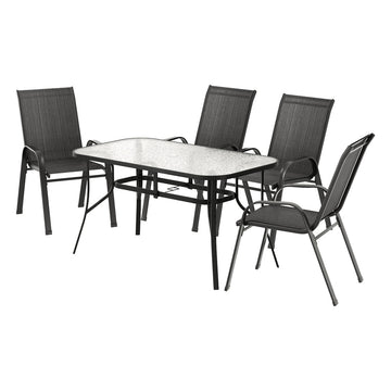 Gardeon 5PC Outdoor Dining Set Table and Chairs Patio Furniture Bistro Set Garden Black - RnR Galore
