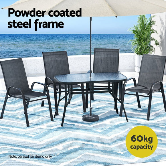 Gardeon 5PC Outdoor Dining Set Table and Chairs Patio Furniture Bistro Set Garden Black - RnR Galore