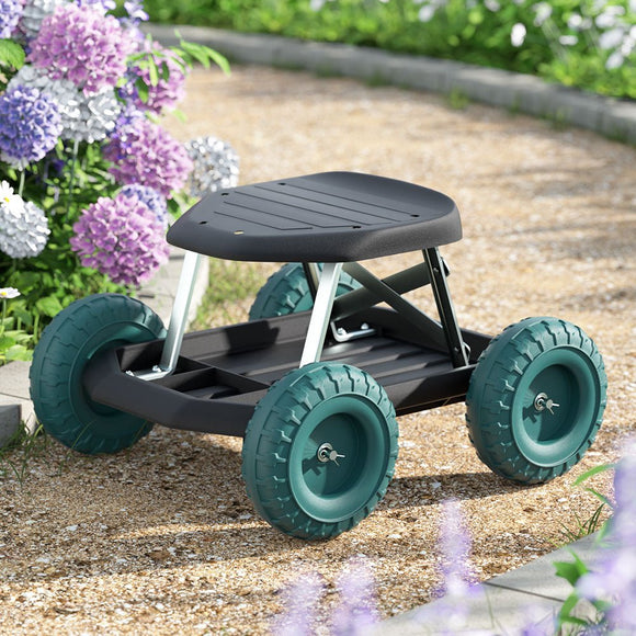 Gardeon Garden Cart Rolling Stool with Wheels Gardening Helper Seat Farm Yard - RnR Galore
