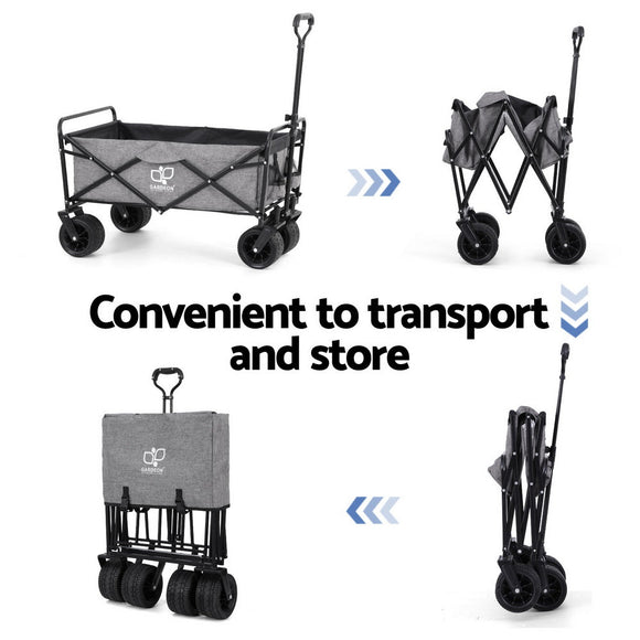 Gardeon Garden Cart with Cargo Net Grey - RnR Galore