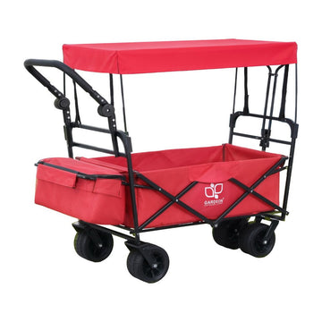 Gardeon Garden Cart with Removable Canopy Red - RnR Galore