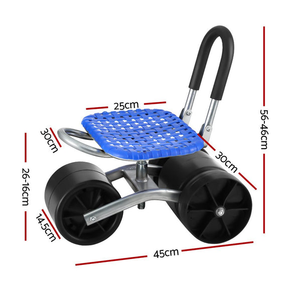 Gardeon Garden Stool Seat Foldable with Wheels Blue - RnR Galore