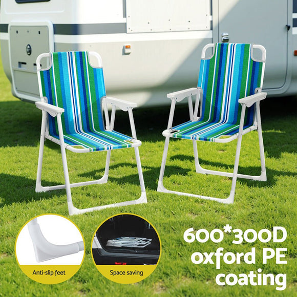 Gardeon Outdoor Chairs Folding Camping Chair Steel Portable Patio Furniture - RnR Galore