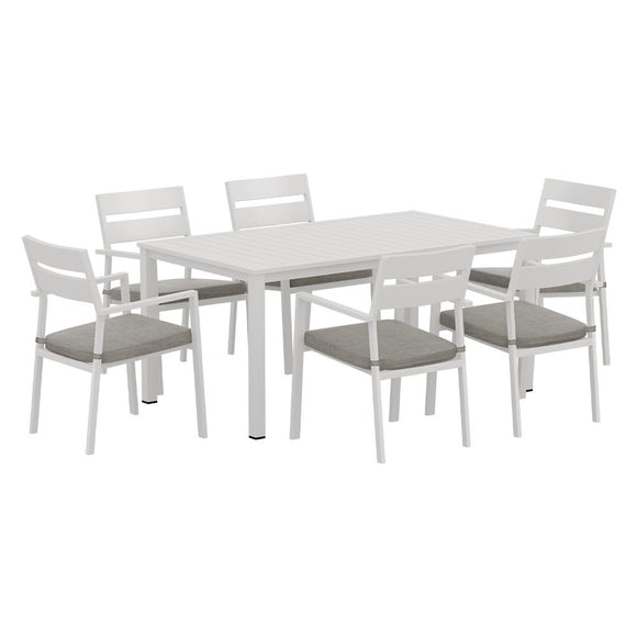 Gardeon Outdoor Dining Set 7 Piece Aluminum Table Chairs Setting White - RnR Galore