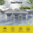Gardeon Outdoor Dining Set 9 Piece Steel Table Chairs Setting White - RnR Galore