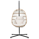Gardeon Outdoor Egg Swing Chair Wicker Rope Furniture Pod Stand Foldable Yellow - RnR Galore