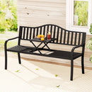 Gardeon Outdoor Garden Bench Seat Loveseat Steel Foldable Table Patio Furniture Black - RnR Galore