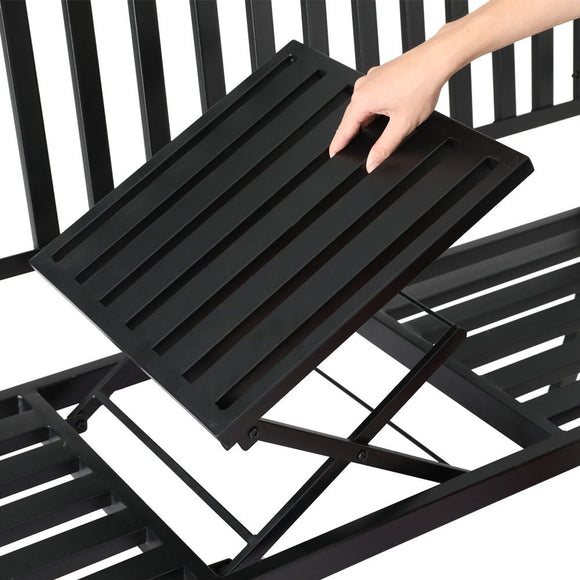 Gardeon Outdoor Garden Bench Seat Loveseat Steel Foldable Table Patio Furniture Black - RnR Galore
