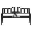 Gardeon Outdoor Garden Bench Seat Loveseat Steel Foldable Table Patio Furniture Black - RnR Galore