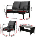Gardeon Outdoor Sofa Set Lounge Setting Wicker Table and Chairs Garden Patio Furniture - RnR Galore