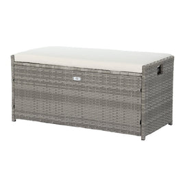 Gardeon Outdoor Storage Bench Box Wicker Garden Sheds Tools Cushion Patio Furniture Grey - RnR Galore
