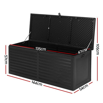 Gardeon Outdoor Storage Box 390L Container Lockable Garden Bench Shed Tools Toy All Black - RnR Galore