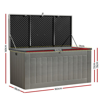 Gardeon Outdoor Storage Box 830L Container Lockable Garden Bench Tool Shed Black - RnR Galore