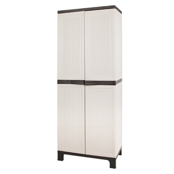Gardeon Outdoor Storage Cabinet Box 173cm Lockable Cupboard Sheds Adjustable Rattan Beige - RnR Galore