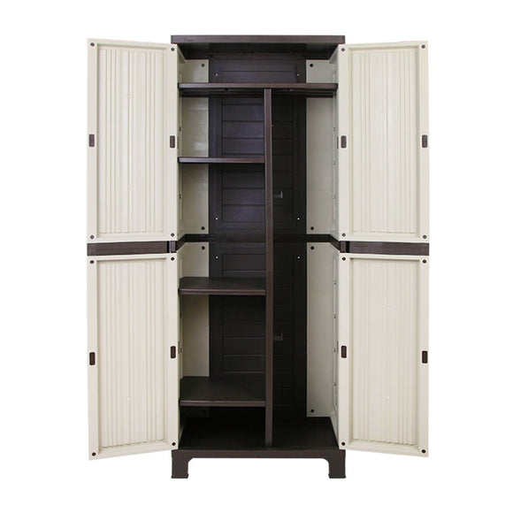 Gardeon Outdoor Storage Cabinet Box 173cm Lockable Cupboard Sheds Garage Adjustable Beige - RnR Galore