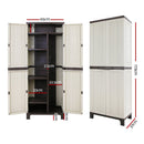 Gardeon Outdoor Storage Cabinet Box 173cm Lockable Cupboard Sheds Garage Adjustable Beige - RnR Galore