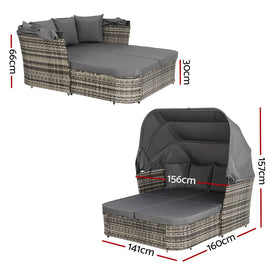 Gardeon Outdoor Sun Lounge Setting Patio Furniture Wicker Sofa Garden Day Bed - RnR Galore