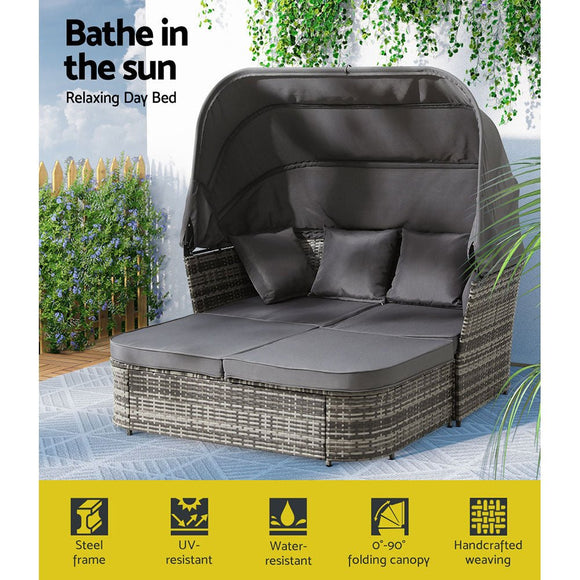 Gardeon Outdoor Sun Lounge Setting Patio Furniture Wicker Sofa Garden Day Bed - RnR Galore