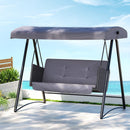 Gardeon Outdoor Swing Chair Garden Bench Furniture Canopy 3 Seater Rattan Grey - RnR Galore