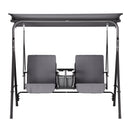 Gardeon Outdoor Swing Chair Garden Chair Canopy Cup Holder 2 Seater Grey - RnR Galore