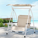 Gardeon Outdoor Swing Chair Garden Lounger Furniture Canopy 2 Seater Beige - RnR Galore