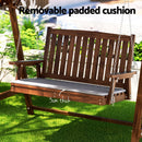 Gardeon Outdoor Wooden Swing Chair Garden Bench Canopy Cushion 2 Seater Charcoal - RnR Galore